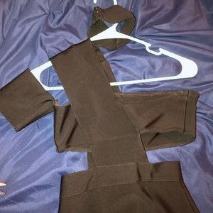 Cut out black bandage dress with neck strap